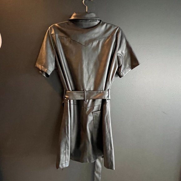 NWT Olivaceous Faux Leather Collared Dress - Picture 4 of 5